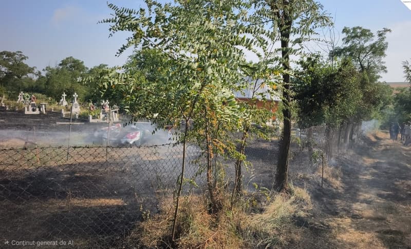 Incendiu violent într-un cimitir din județ