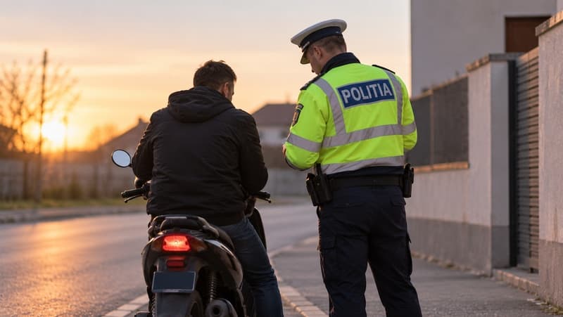Tânăr fără permis depistat la volanul unui moped neînmatriculat