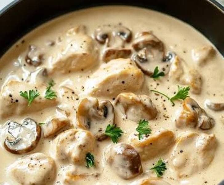 Piept de pui cu sos cremos de ciuperci