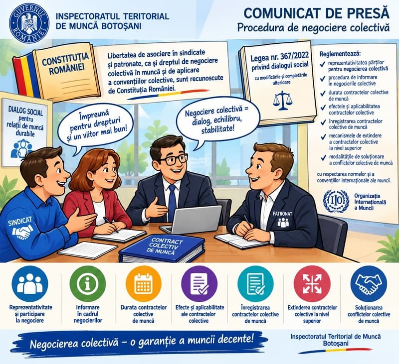Comunicat de presă ITM Botoșani privind negocierea colectivă