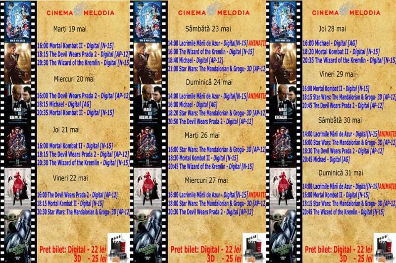 Vezi ce filme vor rula la Cinema „MELODIA” Dorohoi, în perioada 19 – 31 mai – FOTO