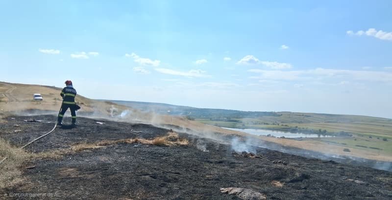 Două incendii de vegetație, uscată izbucnite la Vorniceni și Mănăstirea Doamnei