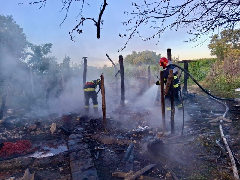 Incendiu puternic la Carasa. Adăpost de animale, depozit de furaje și anexă cuprinse de flăcări