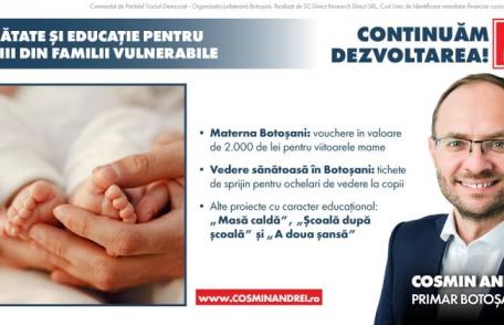 Programele primarului Cosmin Andrei pentru sănătatea și educația copiilor și mamelor din municipiul Botoșani vor continua și în următorul mandat