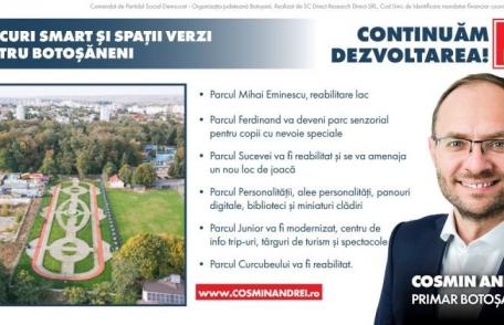 Cosmin Andrei: „În mandatul următor voi continua modernizarea parcurilor și amenajarea de noi zone verzi în toate zonele municipiului”