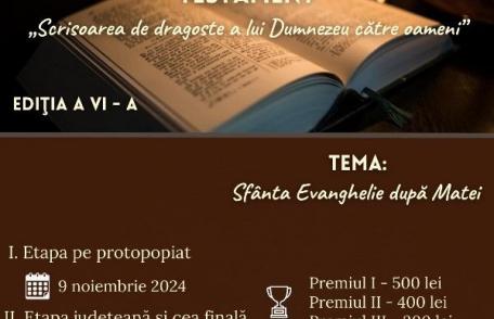 Concursul eparhial de cunoaștere a Noului Testament „Scrisoarea de dragoste a lui Dumnezeu pentru oameni”, ediția a VI-a